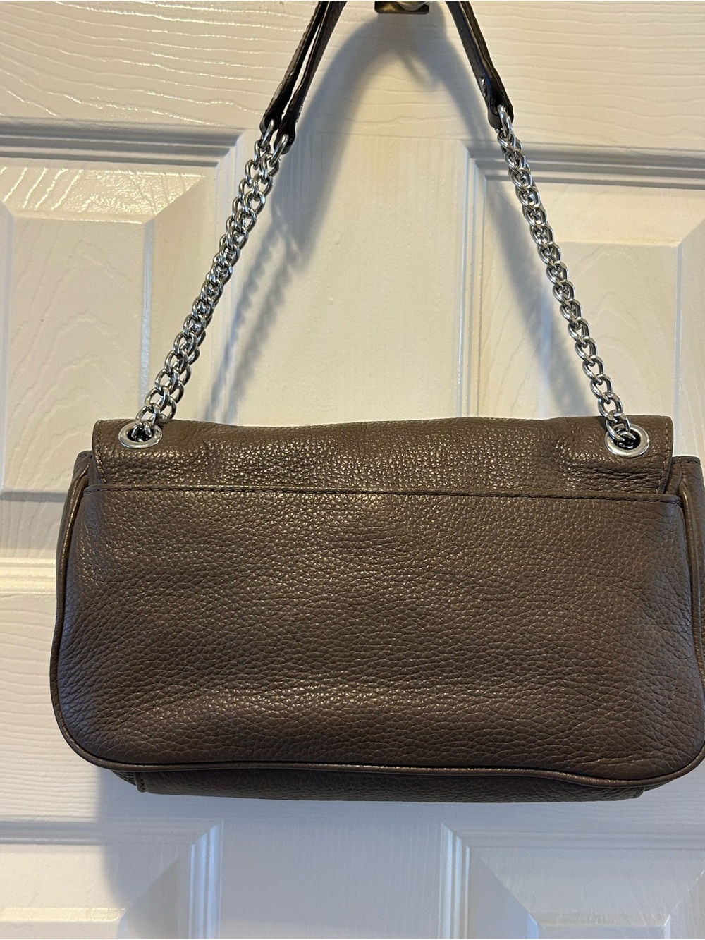 Michael Kors Vintage Y2K Taupe Pebbled Leather Shoulder Bag with Silver Chain - Picture 5 of 13